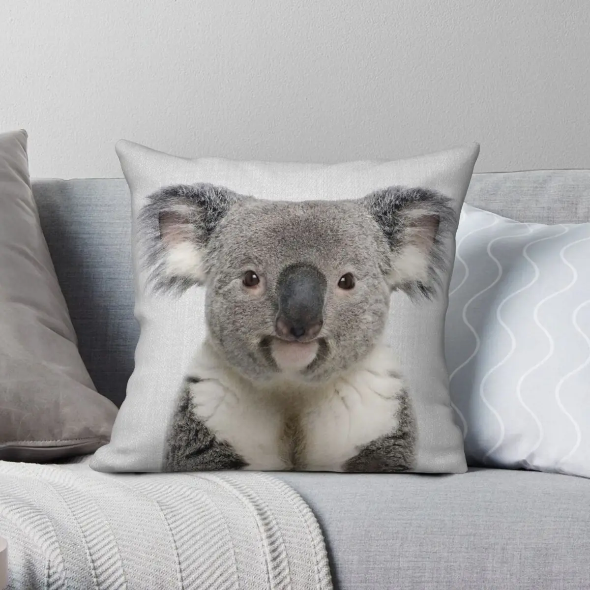 Koala Colorful Square Pillowcase Polyester Linen Velvet Printed Zip Decor Pillow Case Bed Cushion Cover