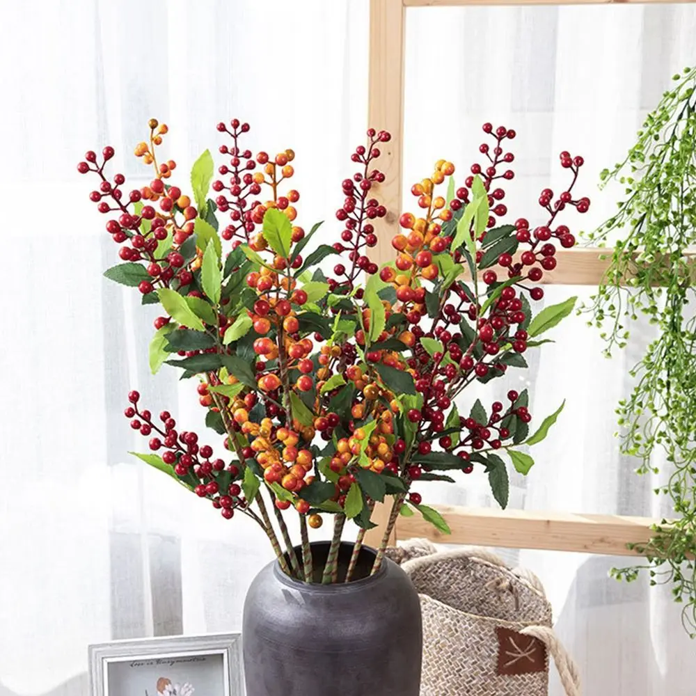 جديد 70 سنتيمتر فروع عيد الميلاد التوت متعدد الألوان صور الدعائم محاكاة التوت الأحمر تشكيلة الأزهار DIY بها بنفسك التوت الأحمر الاصطناعي هدية #5