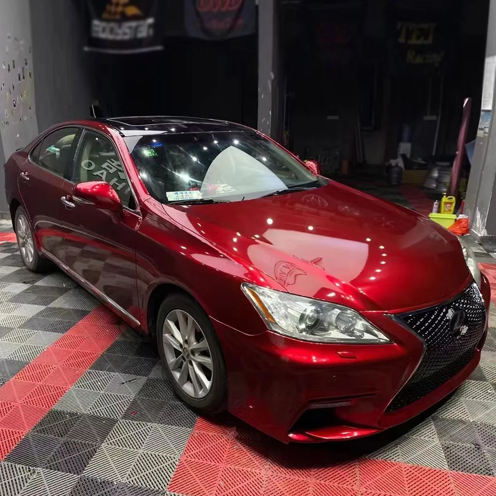 Cherry Red Premium PET Stretchable Removable Auto Vinyl Car Wrap Easy to Install Air Release 5x56ft Tearable