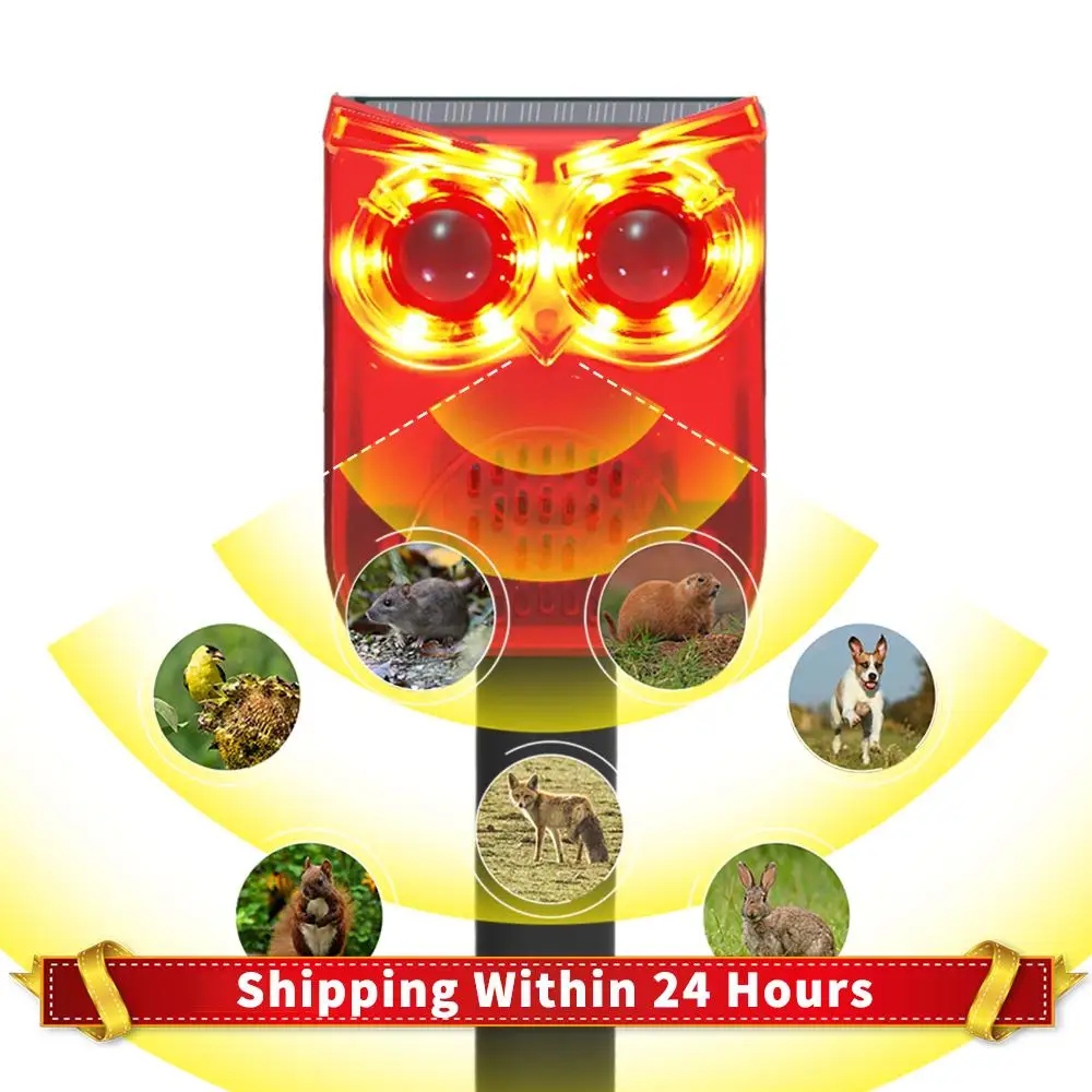 

Solar Outdoor Motion Sensor Alarm Waterproof Home Security Alarm Dog Barking&Gunshot Sound Animal Repeller for Yard Farm Garden