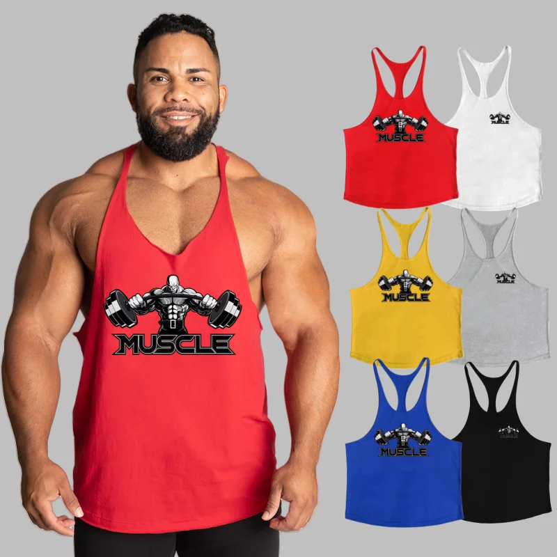 

Men's Cotton Breathable Bodybuilding Muscle Tank Tops - Gym Workout Stringer Fitness T-Shirt & Casual Sleeveless Vests