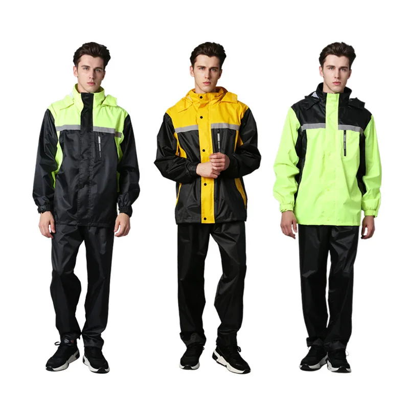 Fashionable and Simple Motorcycle, Electric Bicycle, Outdoor Hiking, Rainstorm Proof, Single Person Reflective Raincoat Suit