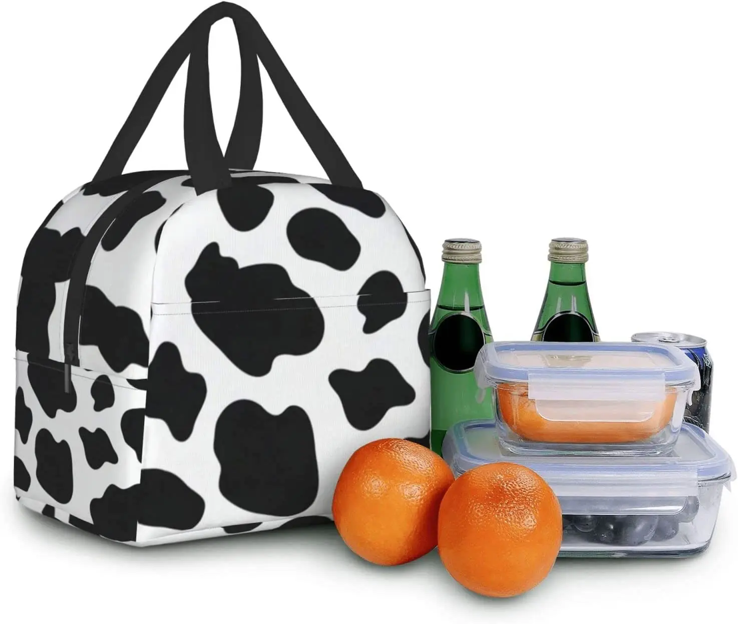 Cow Print Lunch Bag, Insulated Lunch Box Reusable Thermal Cooler Tote Bento For Office Work Picnic Travel