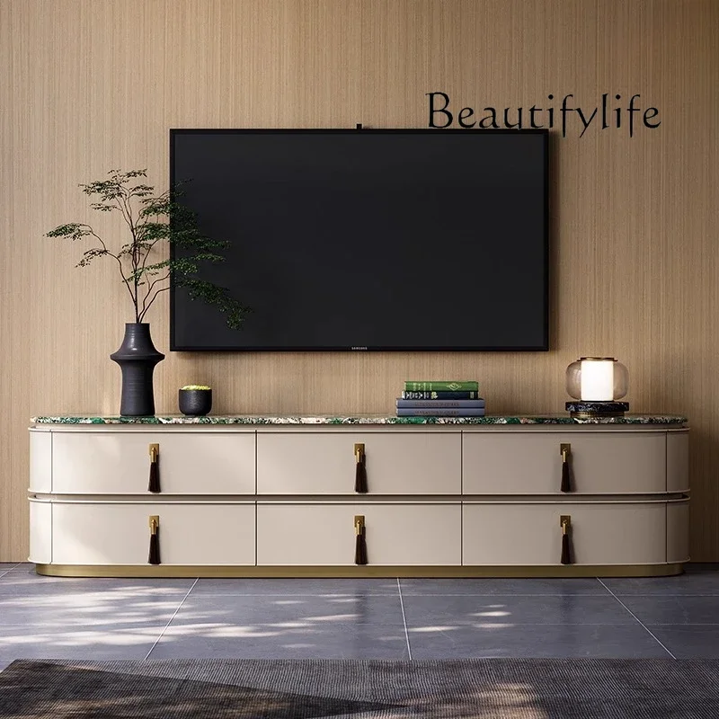 

BX Light Luxury TV Cabinet Large Apartment Marble Living Room Fashion Customization Post-modern Italian High-end Floor Cabinet