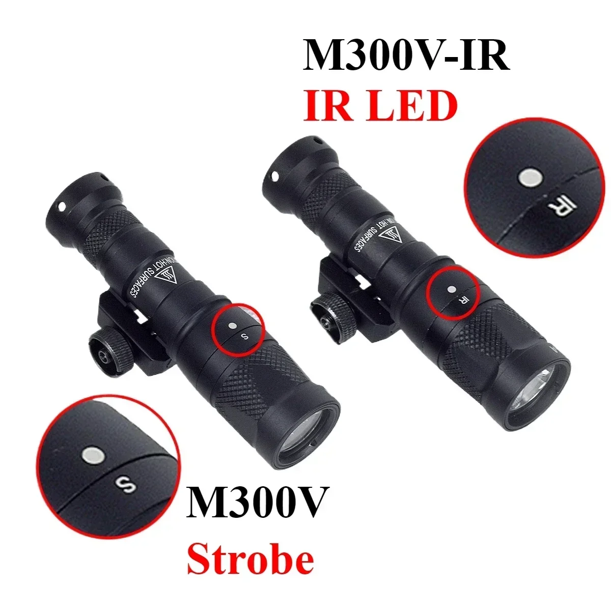 SF M300 Series Flashlight M300V M300V IR Weapon Gun Light Strobe LED Flashlight 20mm Rail Outdoor Hunting Airsoft Rifle Torch