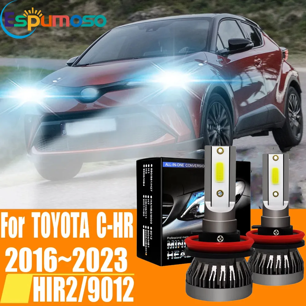 2pcs HIR2 Led Headlight Canbus No Error 9012 Car Bulb High Power 6000K White Light Diode Lamp 12v 55w For Toyota Chr 2016 ~ 2023