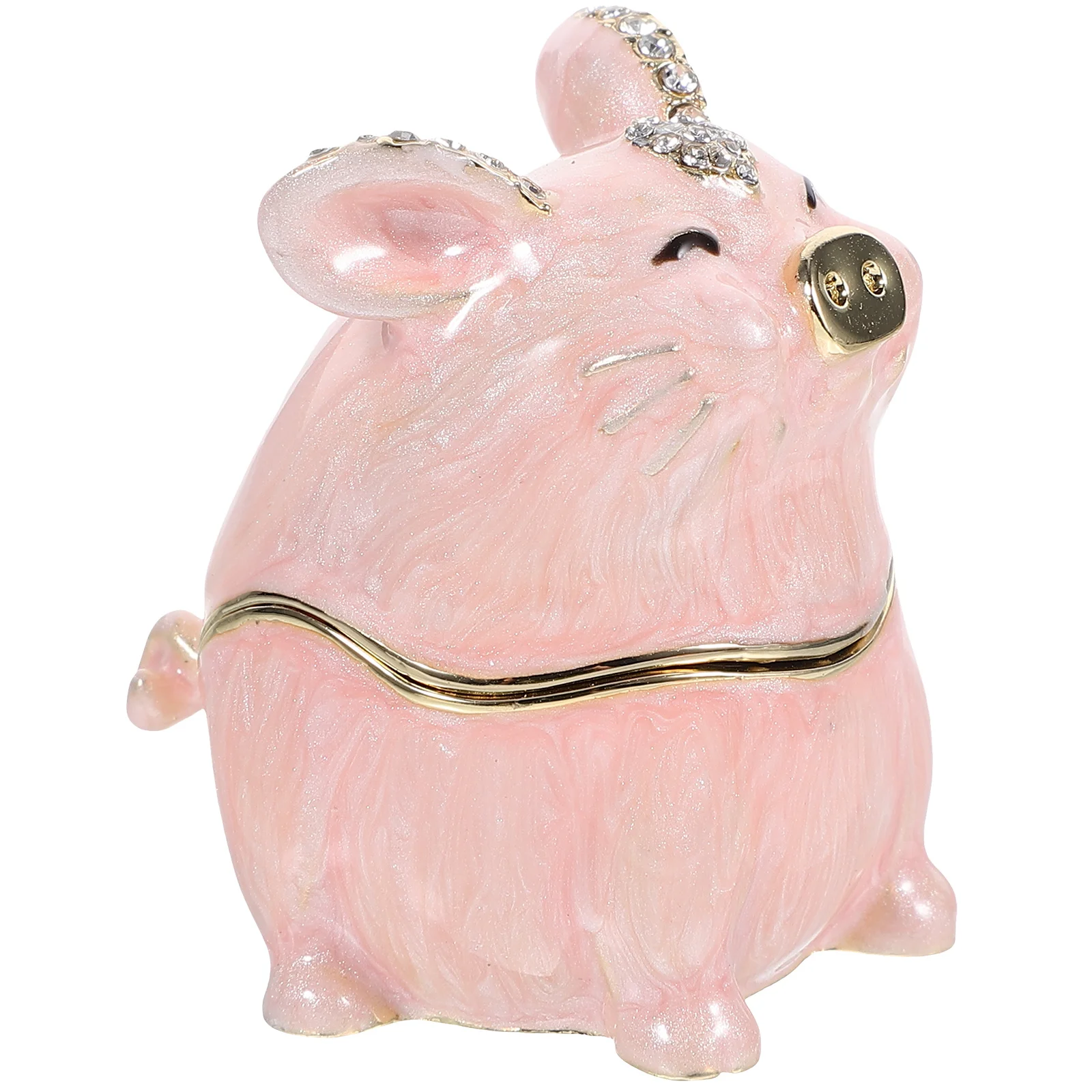 

Enameled Zinc Alloy Jewelry Pig Decor Case Box Gift Packing Case Desktop Decor Valentine Present Holder