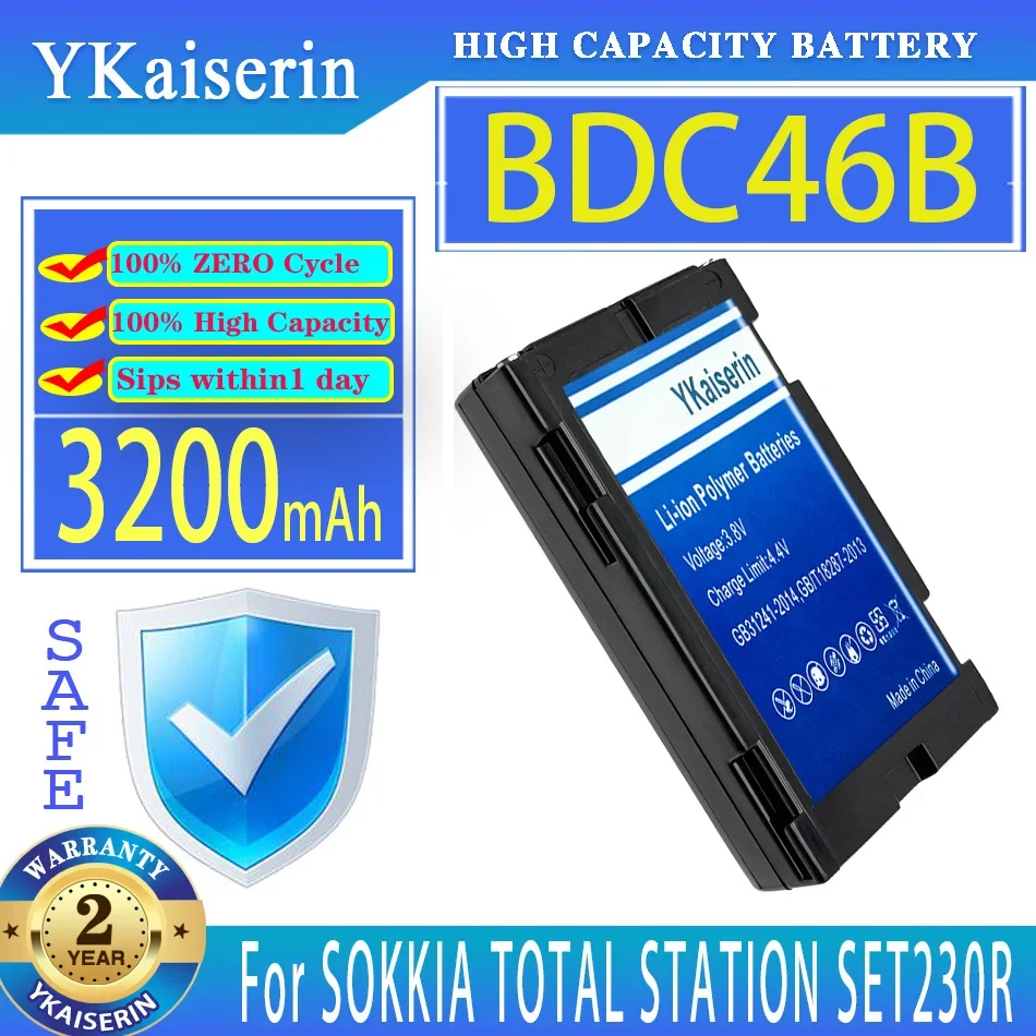 Сменный аккумулятор ykaisсеребрин BDC46B на 3200 мАч для SOKKIA TOTAL STATION SET530 SET630 SET300 SET330 SET230R Сменный аккумулятор ykaisсеребрин BDC46B на 3200 мАч для SOKKIA TOTAL STATION SET530 SET630 SET300 SET330 SET230R