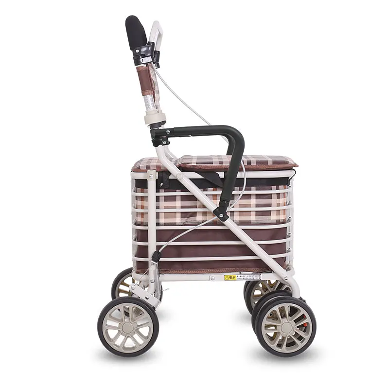 Trolley instead of walking can take a light folding cart for the elderly with four wheels to buy food and help the shopping cart