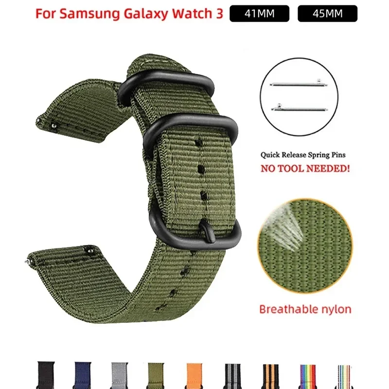 18mm 20mm 22mm 24mm cinturini per orologi in tessuto di Nylon cinturino sportivo per Samsung Galaxy Watch 3 cinturini Amazfit GTR GTS Huawei GT2