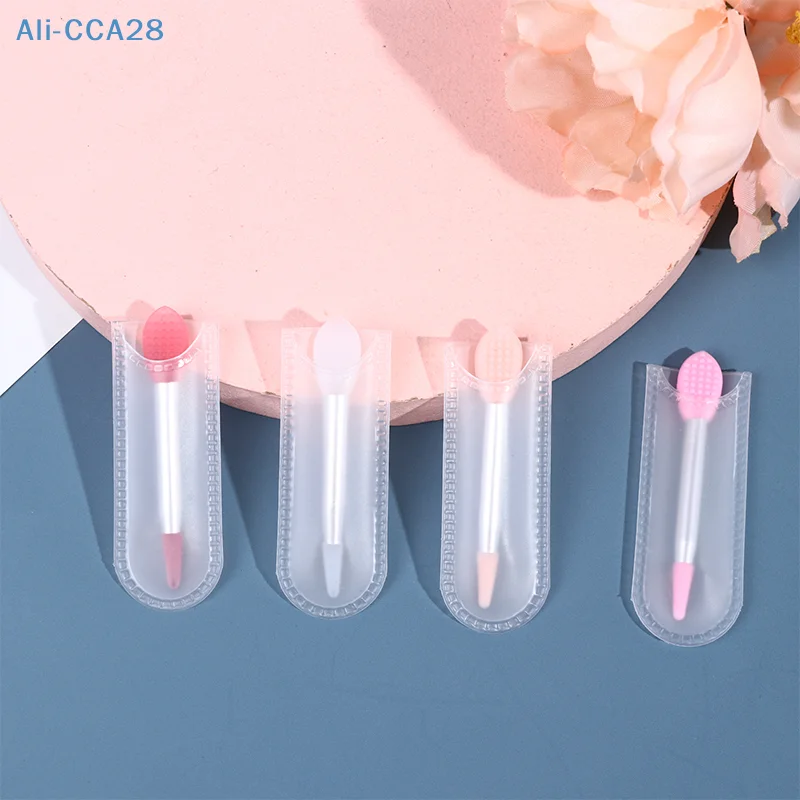 Pincel de lápiz labial con caja de almacenamiento, bálsamos de silicona, máscara de labios, pincel con ventosa, cubierta de polvo, lápiz labial, pinceles de maquillaje cosméticos