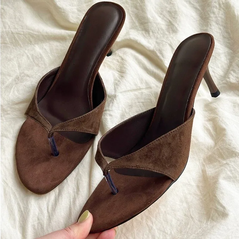 

Designer Summer Women Clip Toe High Heel Slippers Fashion Dress Slide Ladies Outdoor Evening Party Sandalias