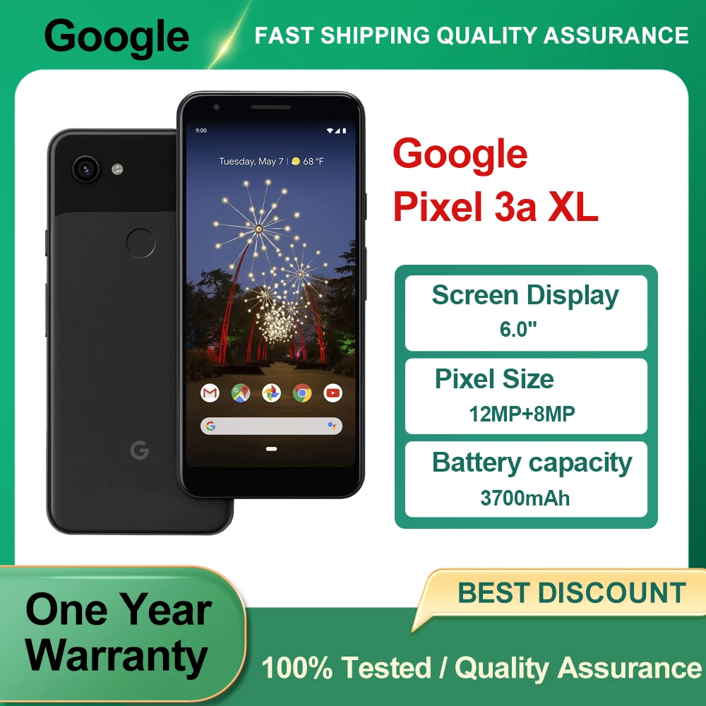 جوجل بيكسل 3a XL 4G 6.0 "4GB RAM 64GB ROM NFC ثماني النواة جوجل كوالكوم SDM6 الأصلي غير مقفلة هاتف ذكي أندرويد الهاتف المحمول