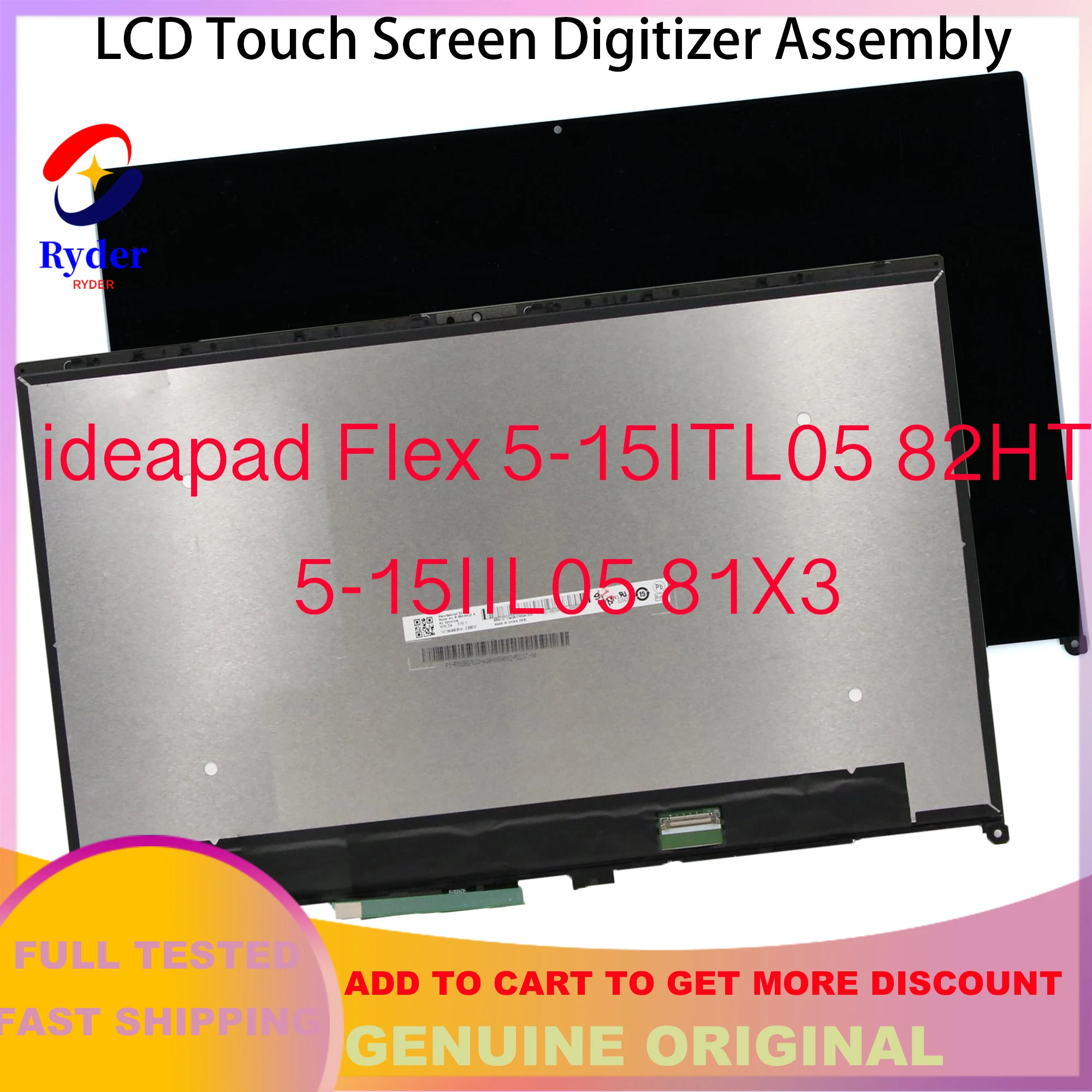 

15.6" FHD For Lenovo Ideapad Flex 5-15IIL05 5-15ALC05 5-15ITL05 5-15iil LCD Screen Touch Display Assembly 5D10S39644 5D10S39643