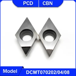 2PCS CBN turning tool DCMT070202 DCMT070204 DCMT070208 for hard steel and cast iron PCD tool processing copper and aluminum DCMT