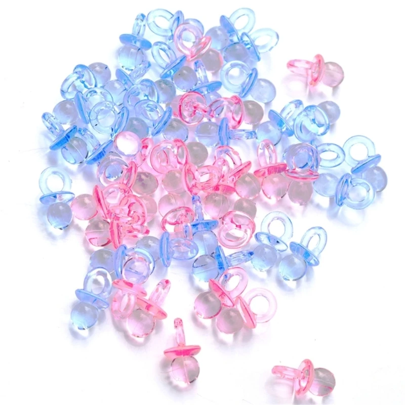 Pack of 50Pcs Acrylic Pacifiers for Baby Shower Game and Gender Reveal Party Decorations Blue/Pink Gift