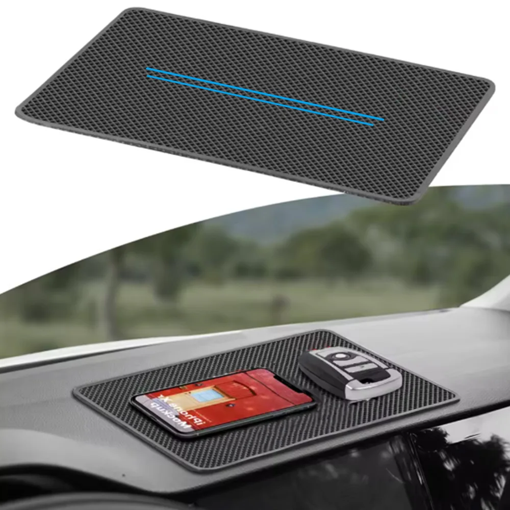 Car Dashboard Anti-Slip Silicone Mat, Two-Line Blue Model, Multi-Functional, Universal for Storing Mobile Phones and Keys, Car Interior Accessories