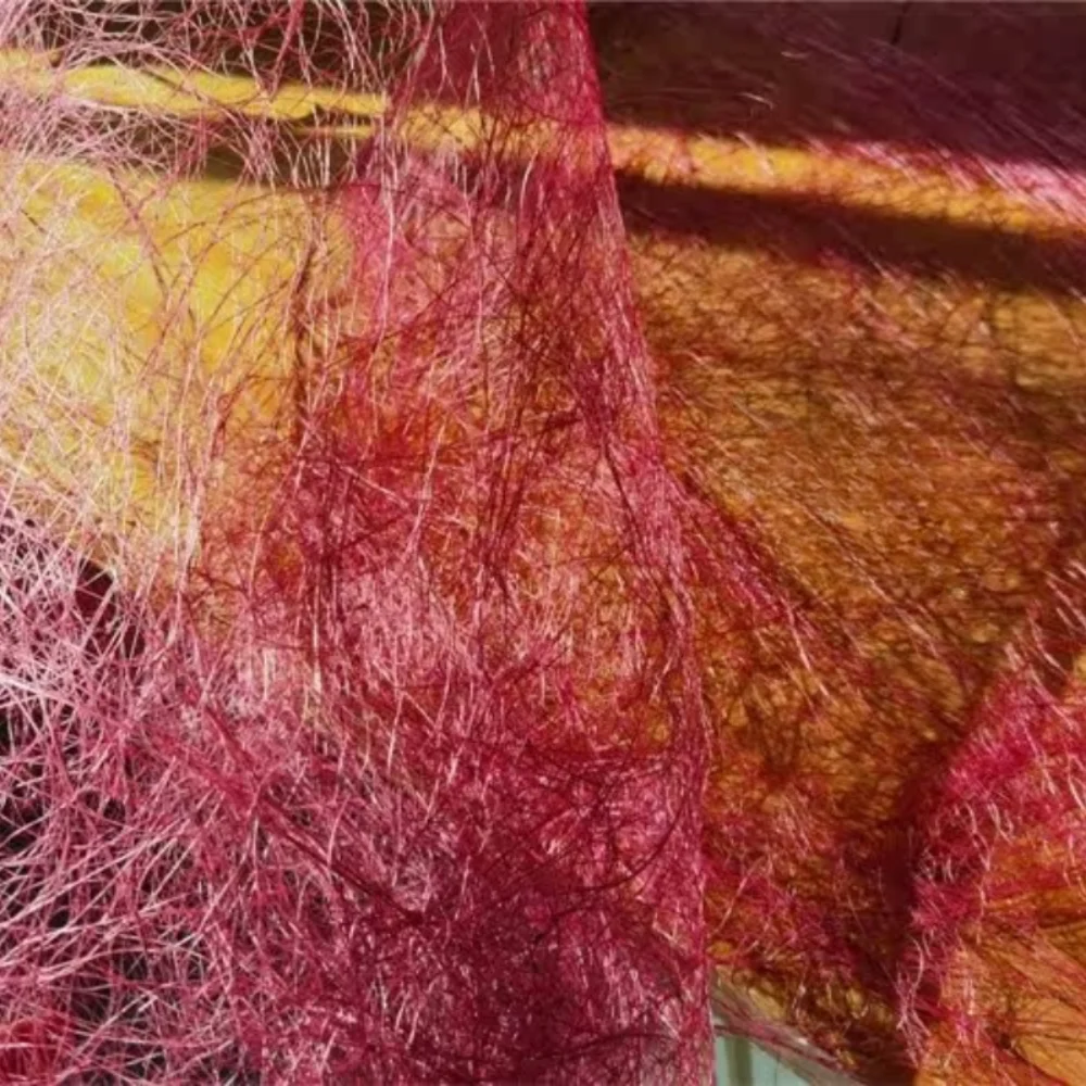 

Woven Hollowed Out Net Fabric Dyeing Peach Red Art Creative Design Decoration Diy Wholesale Material Fashion Clothing