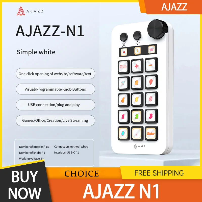 

Ajazz N1 Multi Functional Visualization Console Visualization Customized Box Stream Deck One Click Open With Control Knob