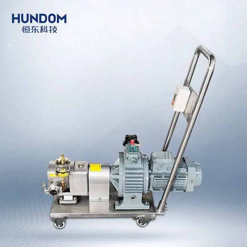 High Efficiency Food Grade Sanitary Movable Cam Rotor-Vane Pump Lobe Pump With Trolley Cart For Syrup Honey