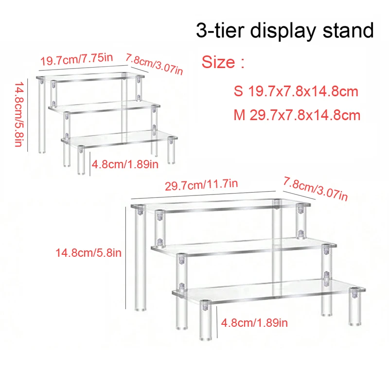 1pc 3 Layers Acrylic Display Stand Clear Cake Display Rack Transparent Trapezoidal Storage Shelf Perfect For Dessert Cupcake