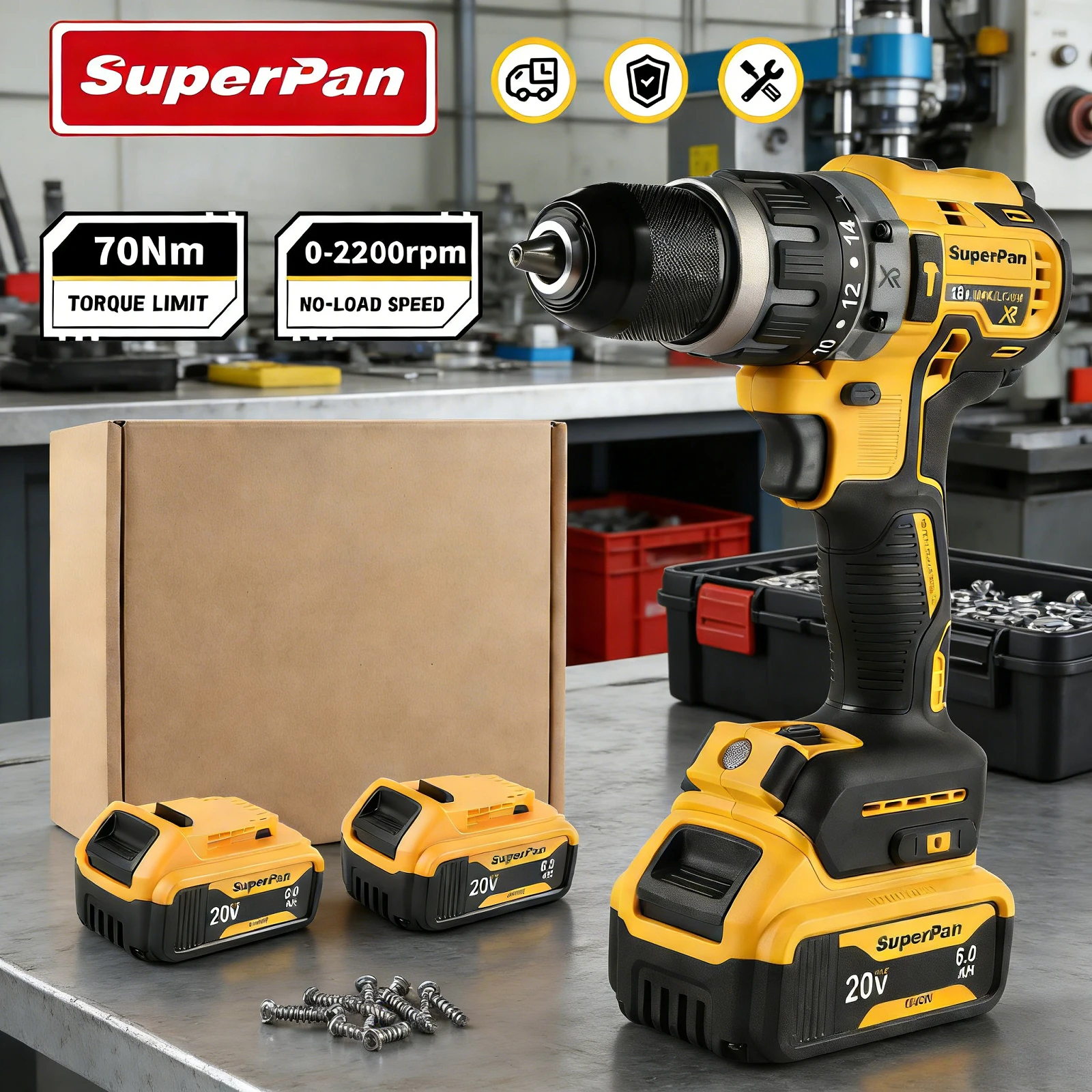 

SuperPan Lithium Ion DCD796 20V 70N.m Thick Plastic Board DIY Drilling Fast Torque Drill Brushless For Dewalt 20V Battery Pin