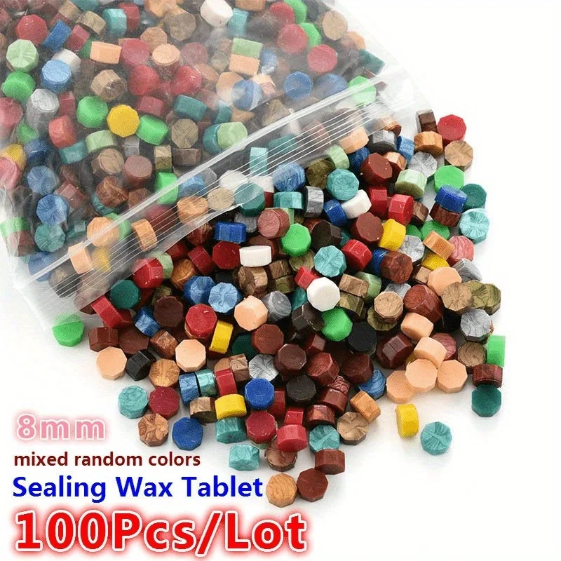 100Pc Retro Sealing Wax Octagon Stamp Seal Beads for Scrapbook Material Christmas Wedding DIY Paper Craft Card Making Decoration