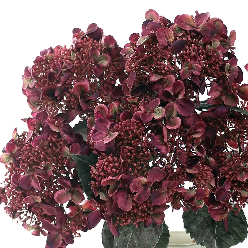 4 Stück Café-Deko Künstliche Hortensien Seidenblumen Bürodekoration Simulation mit Früchten Hortensienzweig Weiße Blume – Detail 2