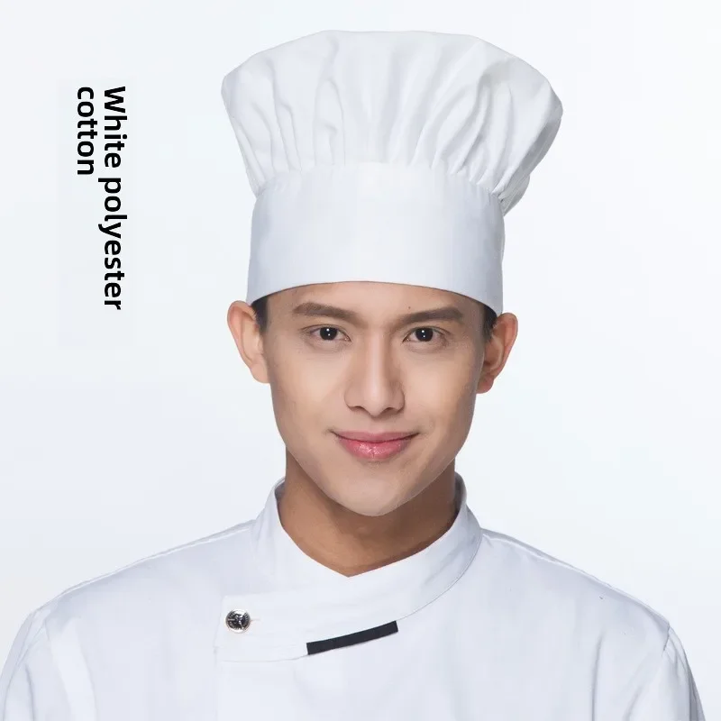 Sombrero de camarero de cocina de hotel, sombreros de chef blancos plisados, pastelería para hombres y mujeres