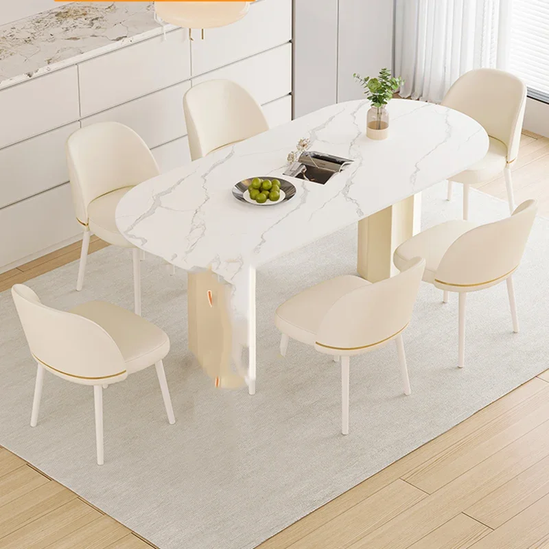 

Oval Modern Dining Table Nordic Luxury Breakfast Kitchen Dining Table Living Minimalist Mesa Comedor Decoration Accessories