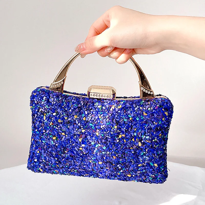 Imagem -04 - Bolsa de Noite de Pedra Multicolorida para Mulheres Bolsa de Luxo Verde e Azul Bolsas de Mão para Festa de Casamento Bolsa Roxa