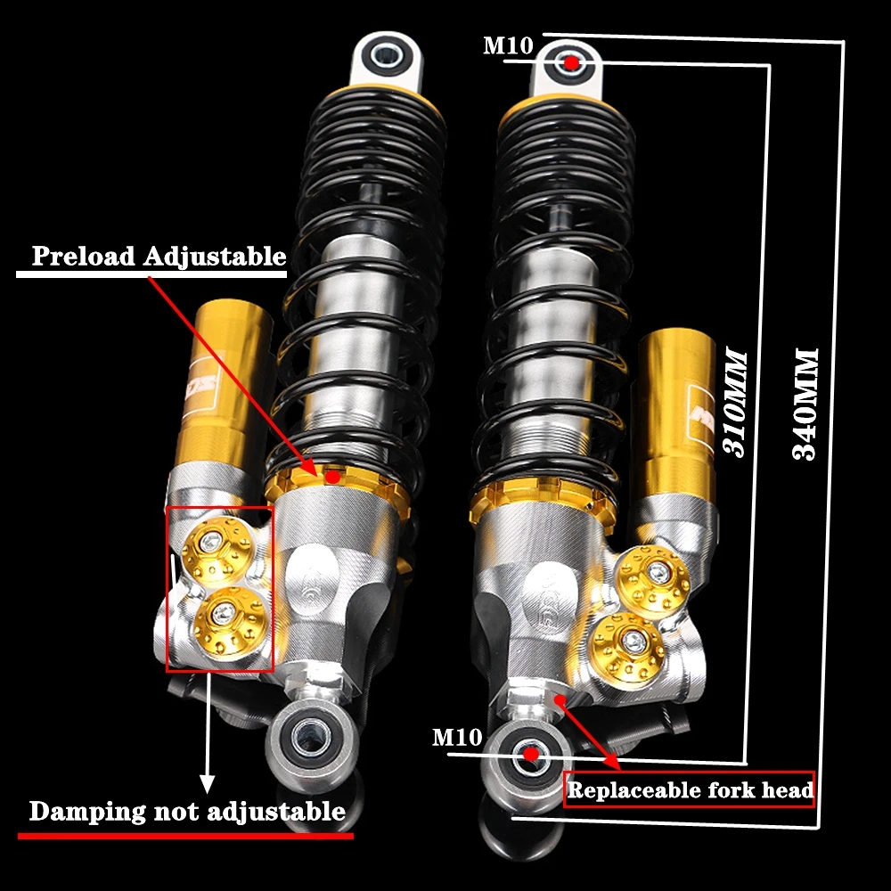 310mm 325mm Motorcycle Inverted Rear Shock Universal For Honda Yamaha Scooter N/Xmax Nvx Aerox155 Gtr125 PCX125 RSZ NIU Ninebot