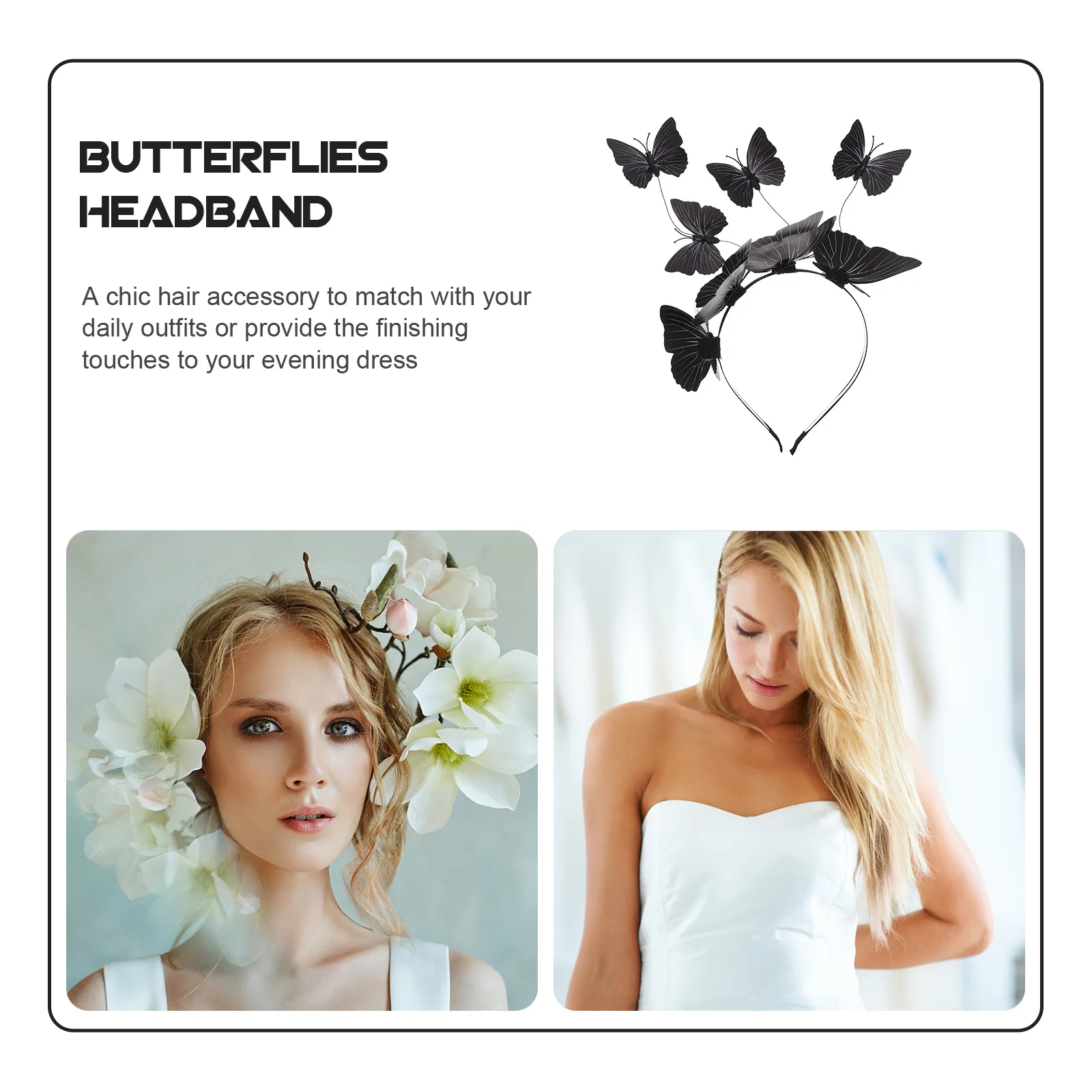 

Butterfly Headband Elegant Decorative Hair Hoop Party Photo Prop Costume Headpiece for Women Festival Accessories