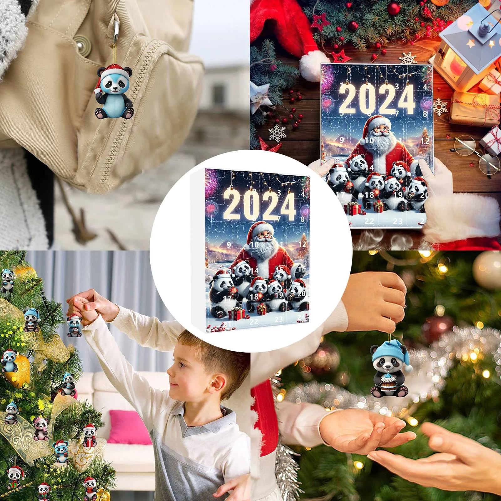 Temporizzatori di sabbia da 3 minuti 1 calendario dell'Avvento con ciondolo natalizio Set 2024 Calendario per il conto alla rovescia di Natale da 24 giorni Timer da cucina per gatti Carica