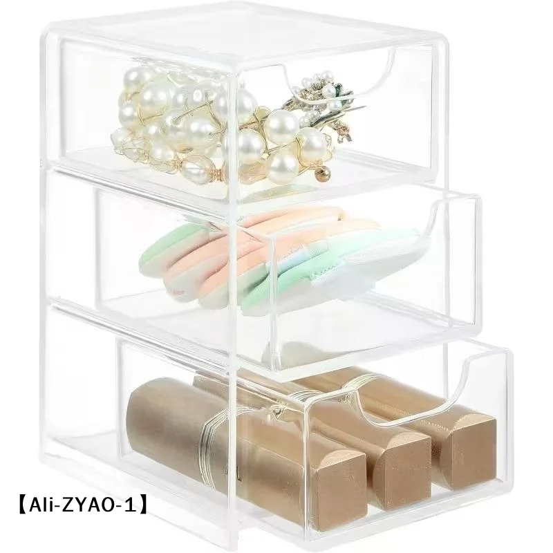 【O】 Boîte de rangement à 3 niveaux en acrylique transparent, pour le bureau, idéale pour ranger des petits objets, des bijoux, des cosmétiques, des accessoires pour cheveux