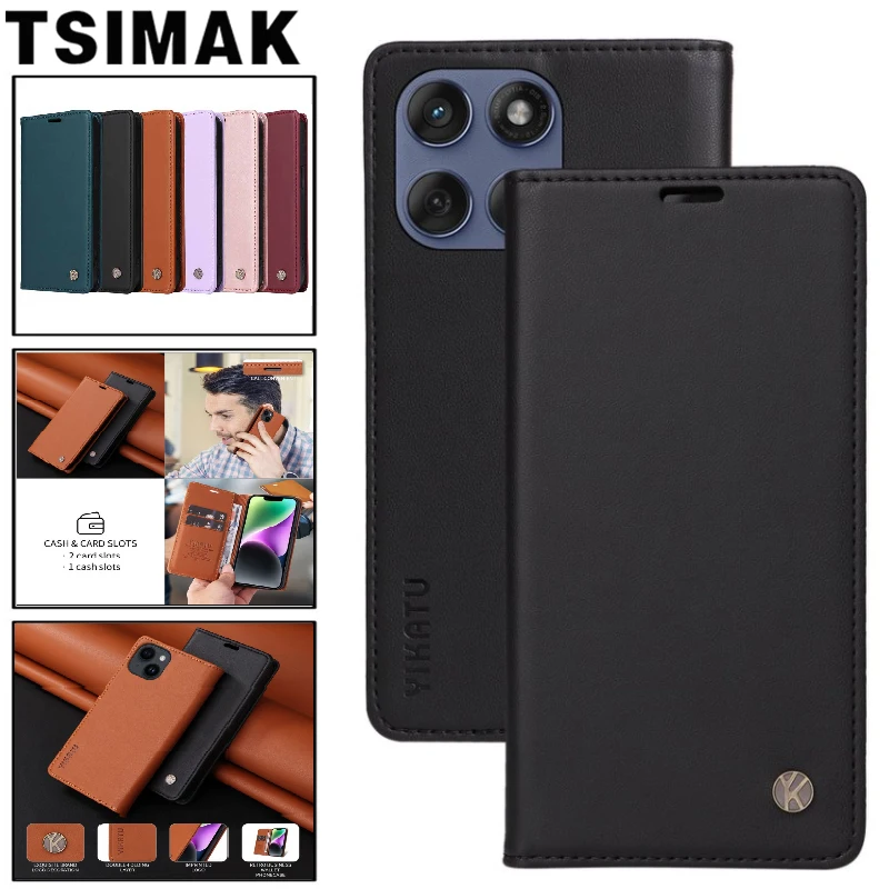 Business Flip Wallet Case für Motorola Edge 40 Neo 50 Pro 60 Fusion Moto Edge 60 Edge 60 Ultrastarke magnetische Leder-Telefonabdeckung