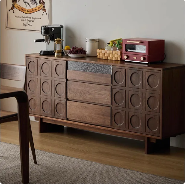 

Medieval, retro, solid wood, North American, black walnut, side cabinet, living room cabinet, French, storage