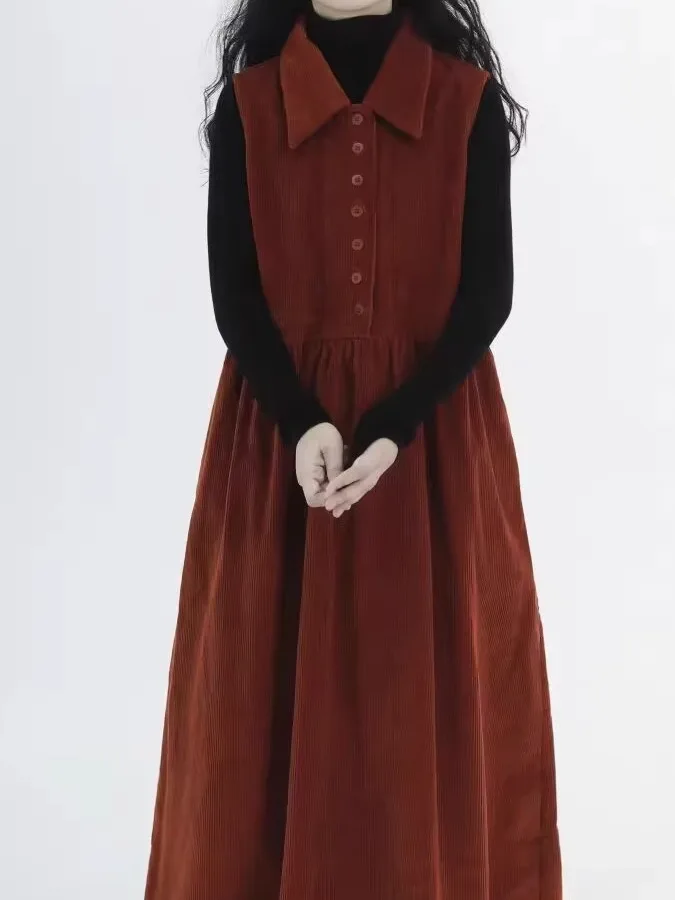 Colete de veludo retrô Dr feminino outono inverno camada de base longa Dr Svel saia evasê Sle Commute Ele