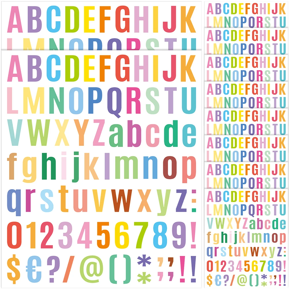 10 Sheets Colorful Number Letter Stickers Waterproof DIY Scrapbooking Vinyl Labels for Phone Case Handmade Projects