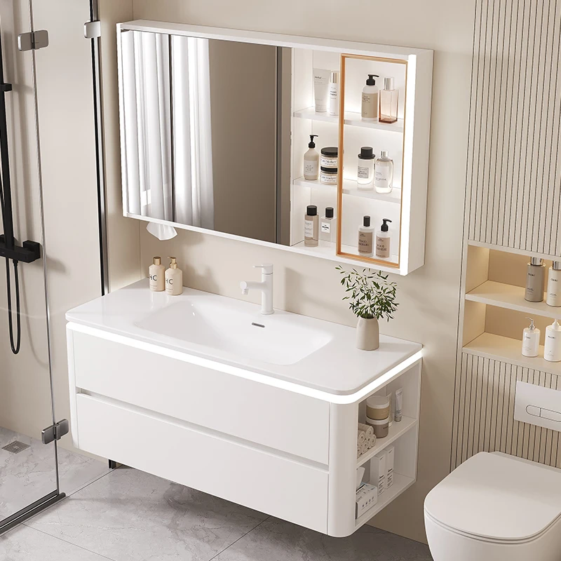 French Washbasin Bathroom Cabinets Toilet Light Vintage Vanity Bathroom Cabinets Storage Mirrors Mobiletto Bagno Furniture