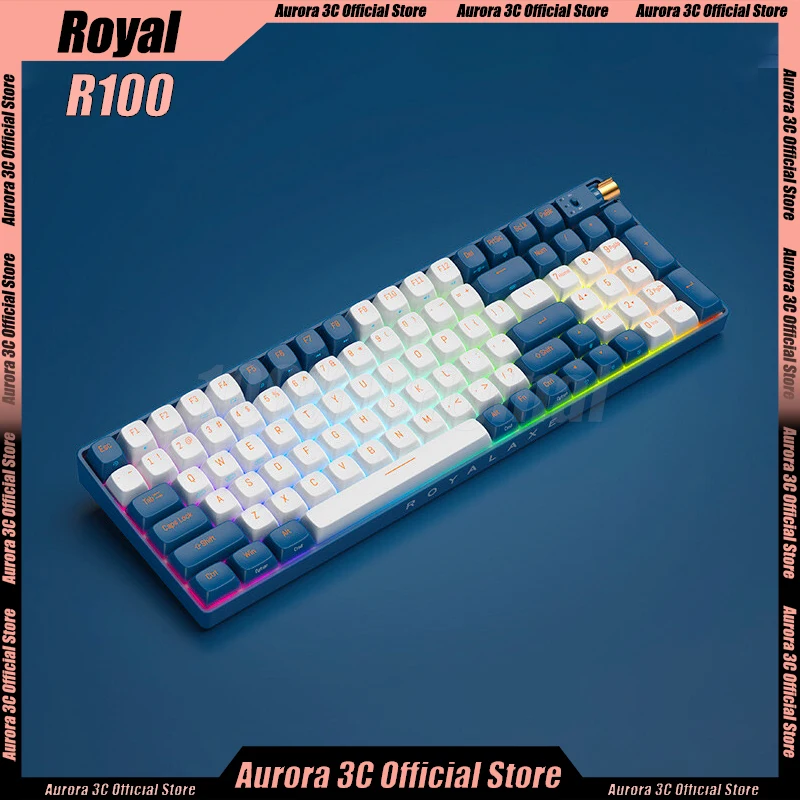 

Royal R100 Mechanical Keyboard Wireless Bluetooth Keyboard 3mode Pbt Keycaps Hot Swap Custom Esports Gaming Keyboard