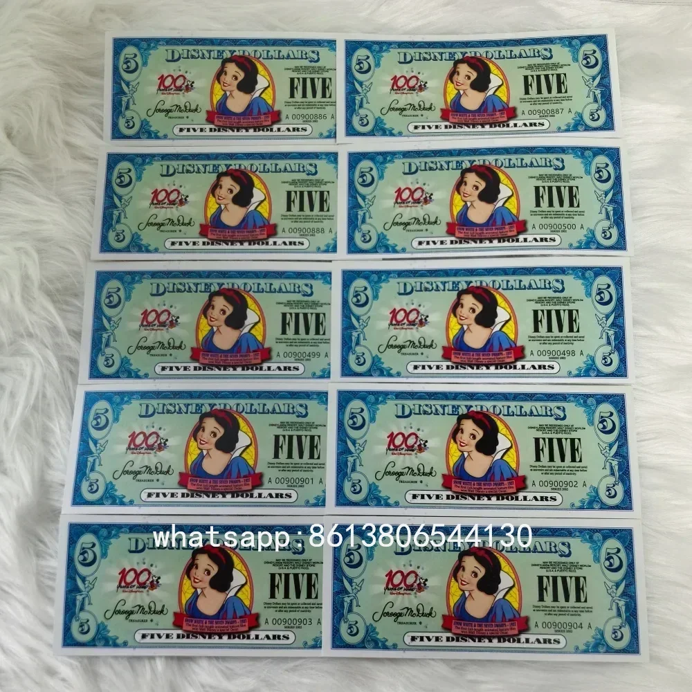 Disney Mickey Mouse Blancanieves papel de aluminio billete de dibujos animados edición limitada billetes coleccionables regalos de cumpleaños perfectos fanáticos del Anime