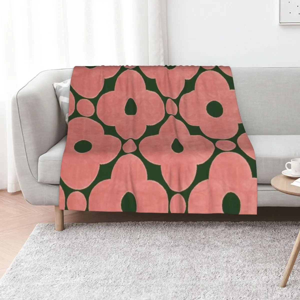 Orla kiely flower design, green color kiely , orla kiely art Throw Blanket blankets ands Fashion Sofas Hairys Blankets