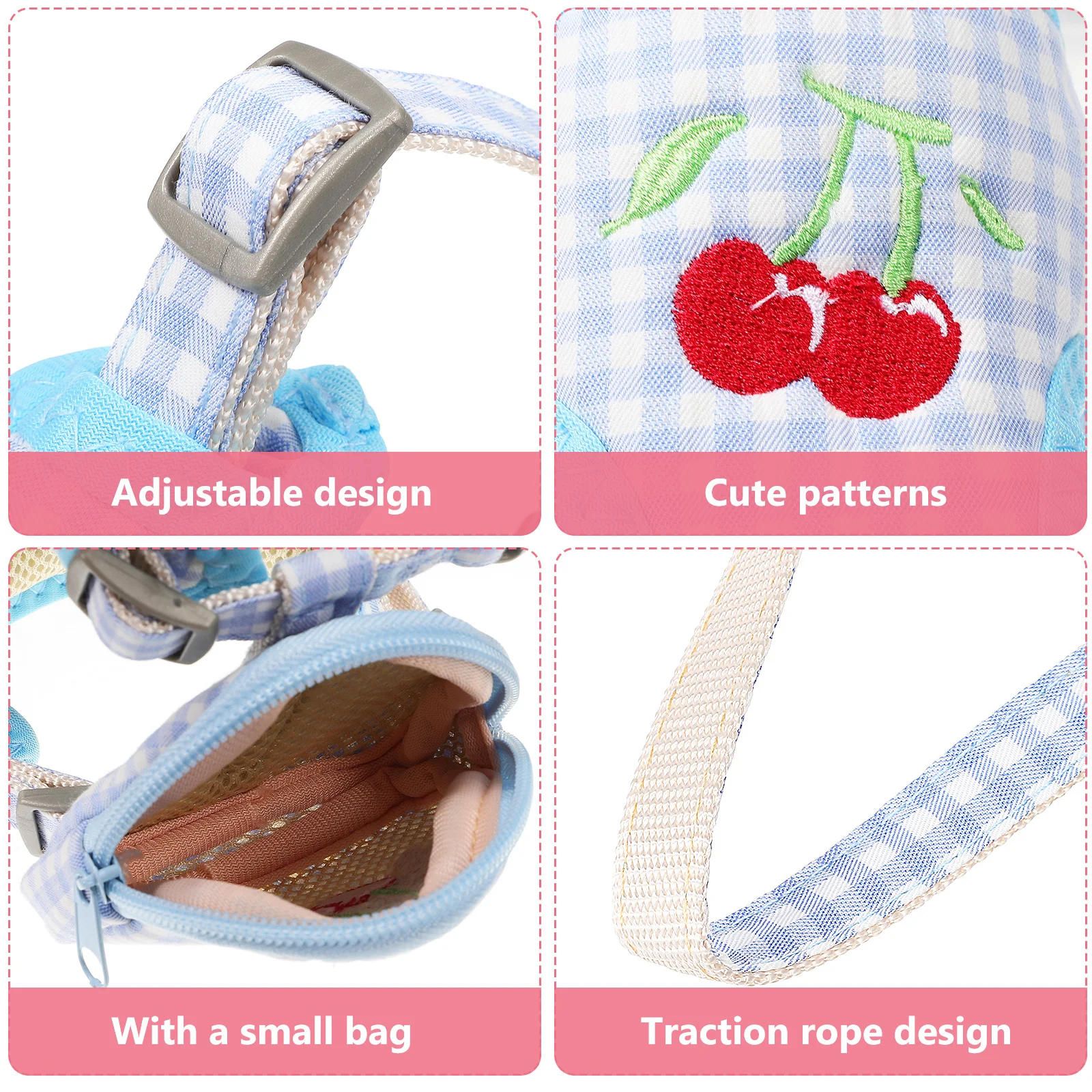 

2Pcs Pet Harness Backpack Adjustable Straps Lovely Color Cartoon Look Long Service Life Outdoor Use for Dogs Cats Rabbits