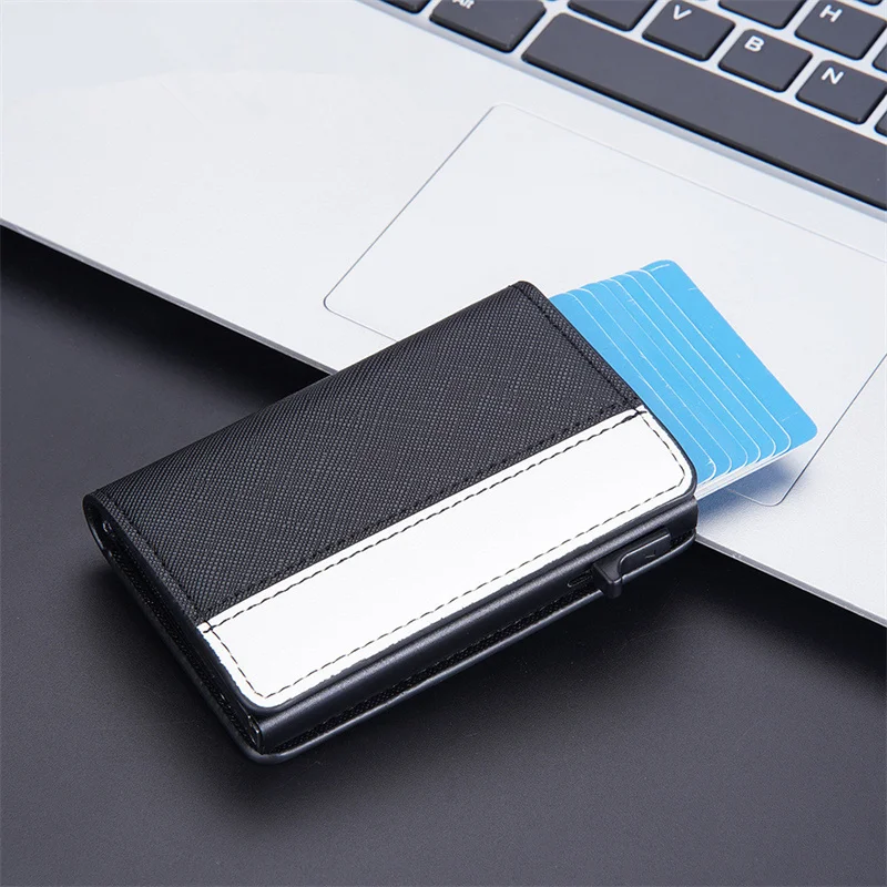 Magnetic Card Holder Fashion Mini ID Card Case For Business Smart Metal Thin Slim Pop Up Minimalist Wallet Automatic