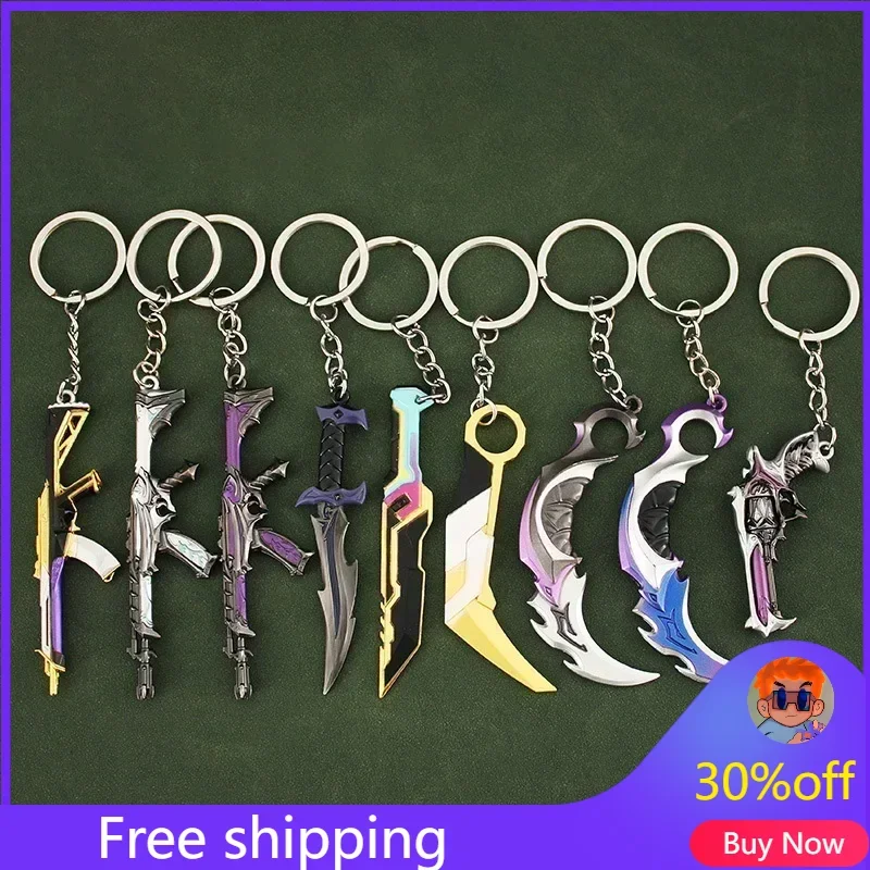 

Valorant Anime Figure Weapon Reaver VFX Vandal Karambit Knife Casting Metal Keychain Backpack Decoration Samurai Sword Kid Toys
