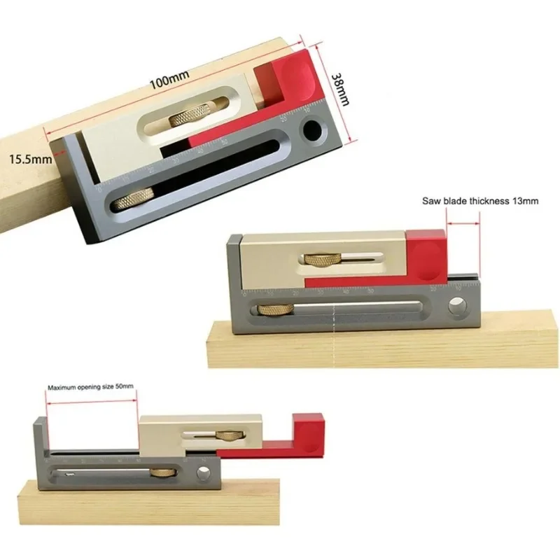 Table Saw Slot, Saw Slot Adjuster, Saw Table Adjuster, Movable Measuring Block Length Compensation Table Set Up Woodworking Tool