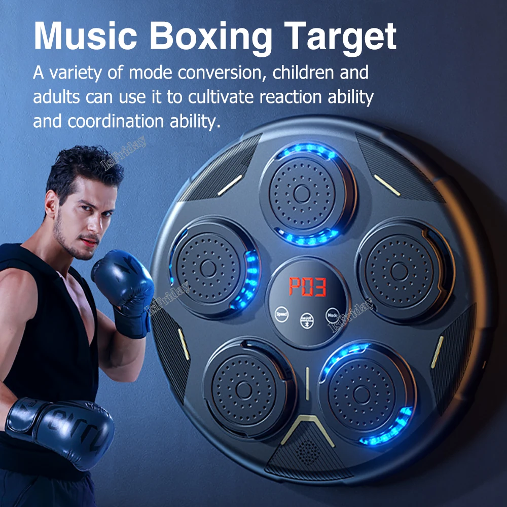 

New Smart Music Boxing Trainer LED Electronic Response Boxing Machine Wall Hanging Sandbag Bluetooth-Compatible for Kids Adult