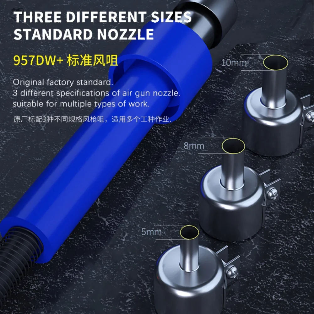 MECHANIC 957DW Dual Wirdy Current Hot Air Rework Station mit 5/8/10mm Air Gun Düse für Handy Reparatur PCB Rework Tool