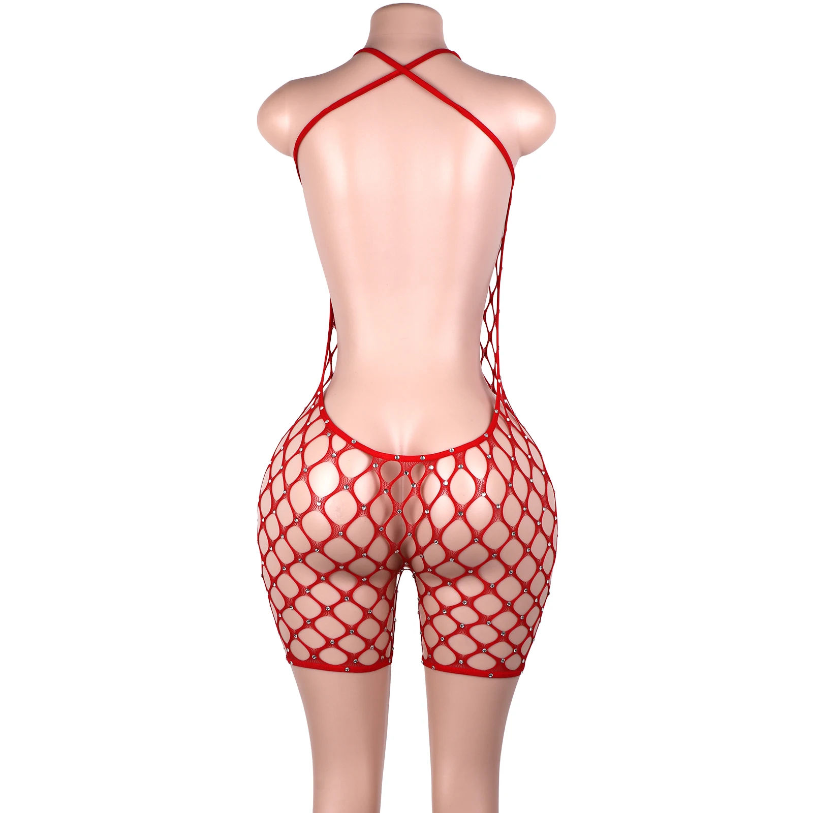 Rhinestone Mesh Shorts Oversized Net Stage Wear Exotic Stripper Outfit Sexy Nightlife Performance Costume Club Apparel Fashion view 6